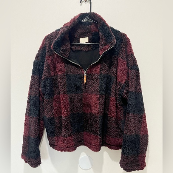 Francescas Collections Plaid Fleece Pullover Jacket Womens Medium - Picture 6 of 13